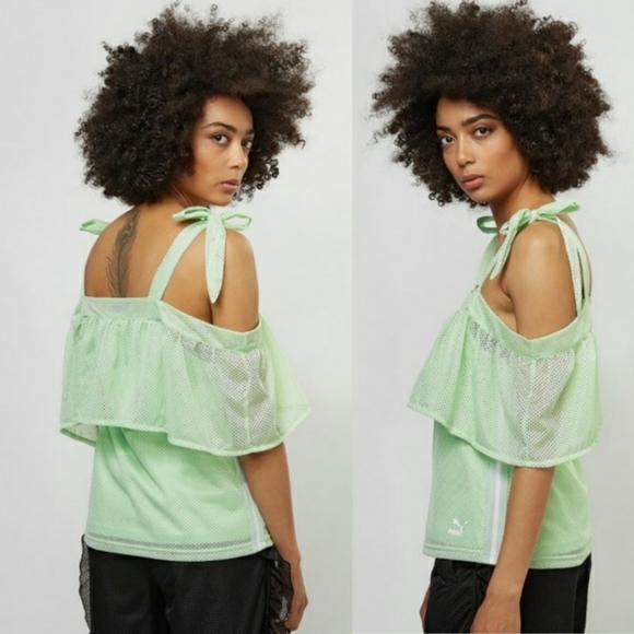 Puma Tops - new Puma Sporty Chic Mint Green Cold Shoulder Top